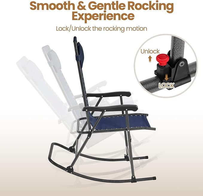 Yaheetech 26in Rocking Chair Outdoor Zero Gravity Folding Chairs Rocking Chairs - Image 4