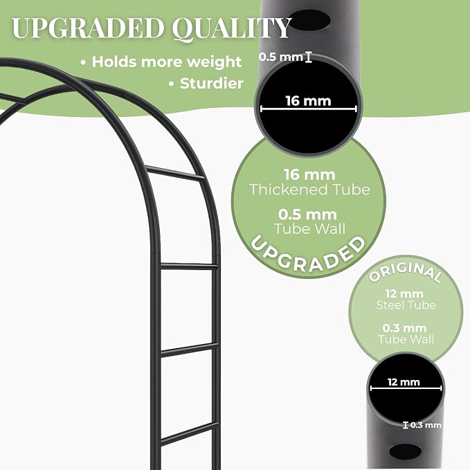 Thickened Tube Garden Arch, 7.3ft Heavy-Duty Metal - Image 5