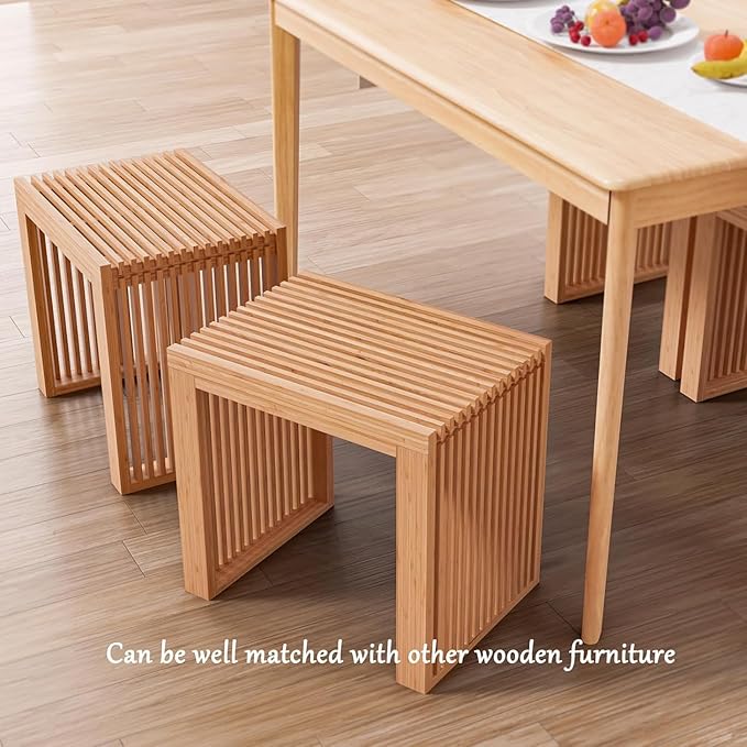 Small Bamboo Dining Bench, 17inch Farmhouse Decor Indoor Kitchen Table Bench - Image 2