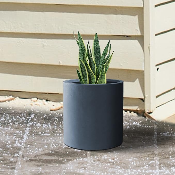 Kante 15.7" Dia Round Concrete Planter, Modern Style Large Cylindrical Plant Pot - Image 2