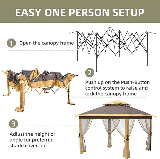 11x11 FT Outdoor Gazebo, Heavy Duty Pavilion - Image 5