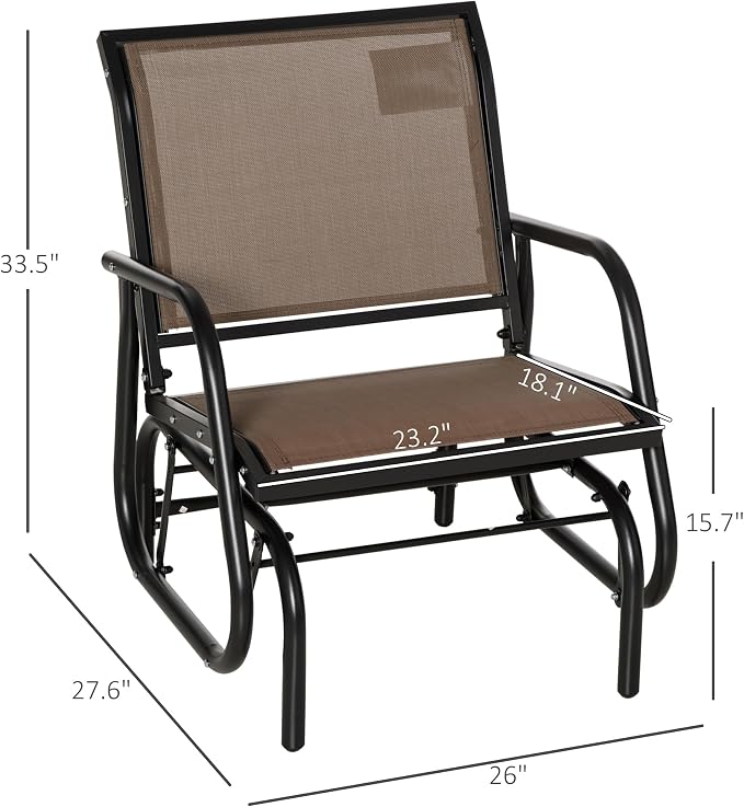Outsunny Porch Glider, Metal Frame Swing Glider Chair - Image 3