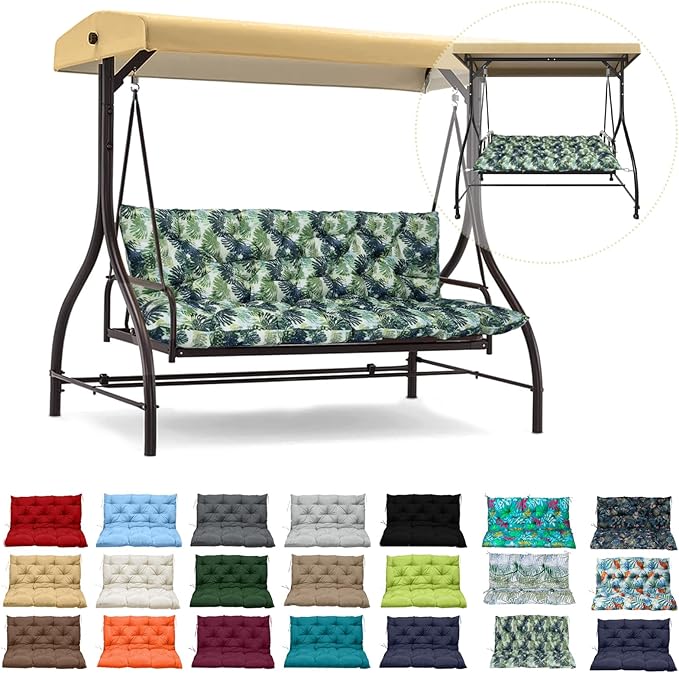 Waterproof Porch Swing Cushion Replacement, Thick 4" 2–3 Seat Outdoor Swing by RUFXIEZW