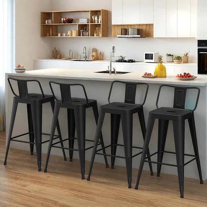 Metal Bar Stools Set of 4, Counter Height Bar Stools - Image 6