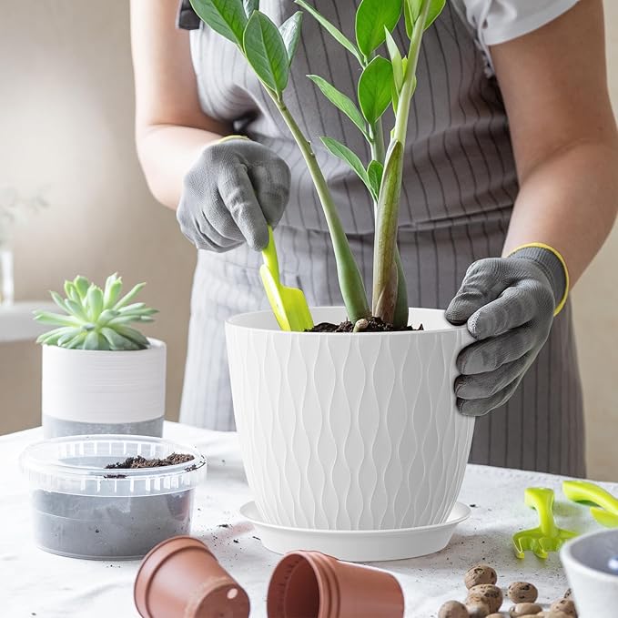 7 inch Plant Pots, 5 Pack Flower Pots - Image 4