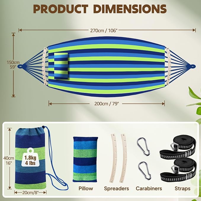 Chihee Cotton Hammock Large Soft Breathable Camping Hammock Holds Up to 660lbs - Image 4