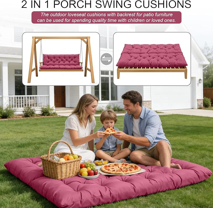 Outdoor Swing Cushions, 3 Seat Porch Swing Cushion Replacement - Image 7