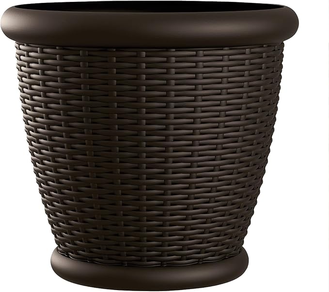 Suncast 18" Resin Indoor/Outdoor Wicker Planter, Made in the USA by Suncast