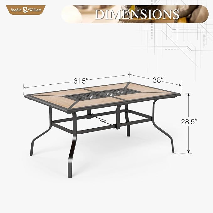 Sophia & William Rectangular Outdoor Dining Table - Image 2