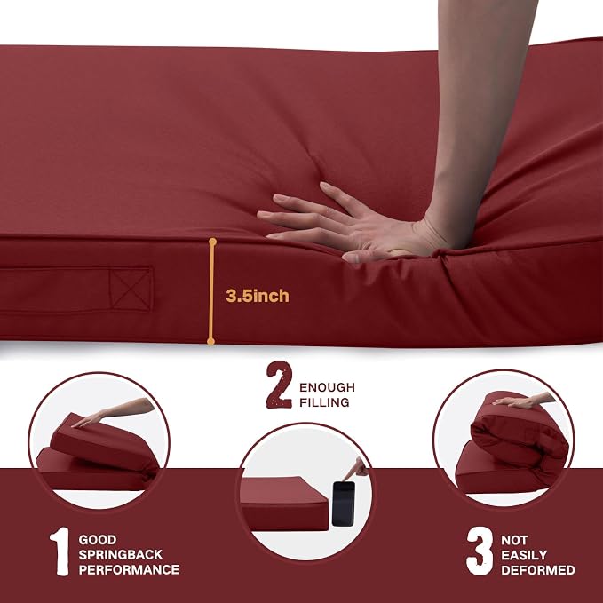 Outdoor Bench Cushion 4 inches Memory Foam Waterproof Patio Furniture Bench - Image 4