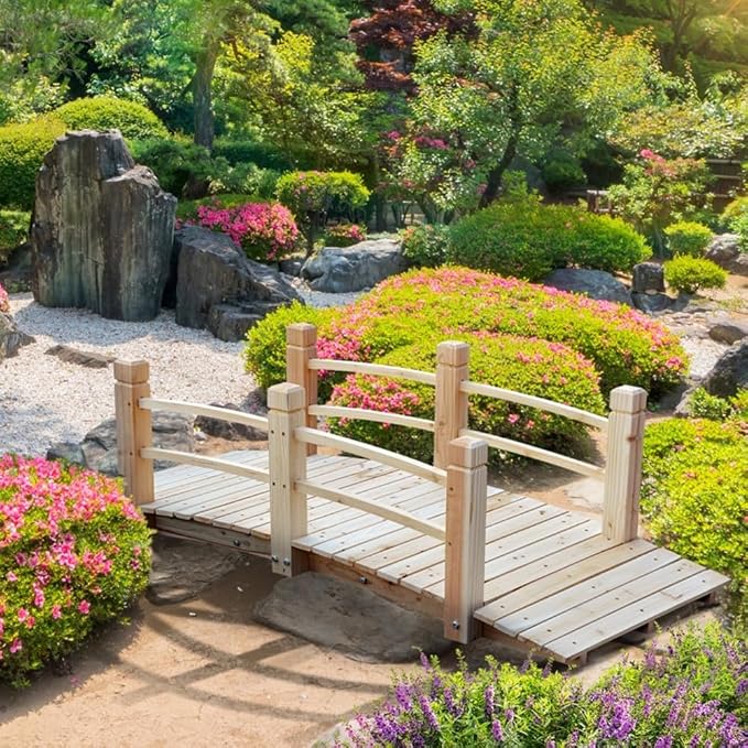 5 ft Garden Bridge Outdoor Wood Landscape Bridge Wooden Arch by Unknown