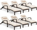 HOMREST Chaise Lounge Chairs Set of 6, PE Rattan Wicker Lounge Chair by HOMREST