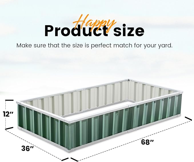 KING BIRD Raised Garden Bed 68"x 36"x 12" Galvanized Steel Metal Outdoor Garden - Image 7