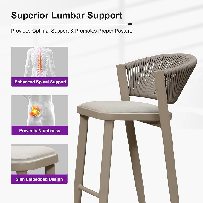 PURPLE LEAF Bar Stool Set of 2 Patio Bar Chairs - Image 6
