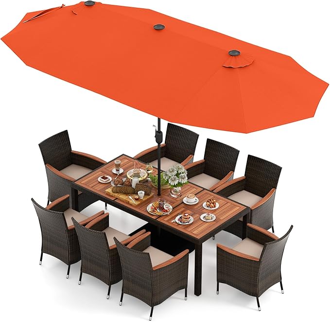 Tangkula 11 Piece Rattan Outdoor Dining Set - Image 8