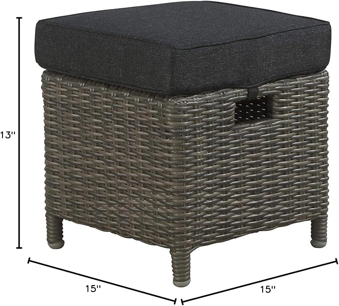 Asti All-Weather Wicker Outdoor 15" Square Ottomans - Image 3