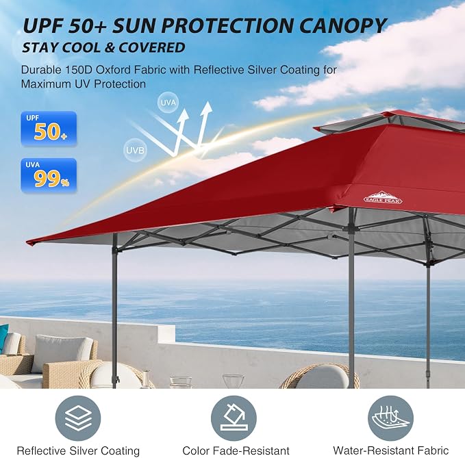 EAGLE PEAK 13x13 Straight Leg Pop Up Canopy Tent Instant Outdoor Canopy Easy - Image 4
