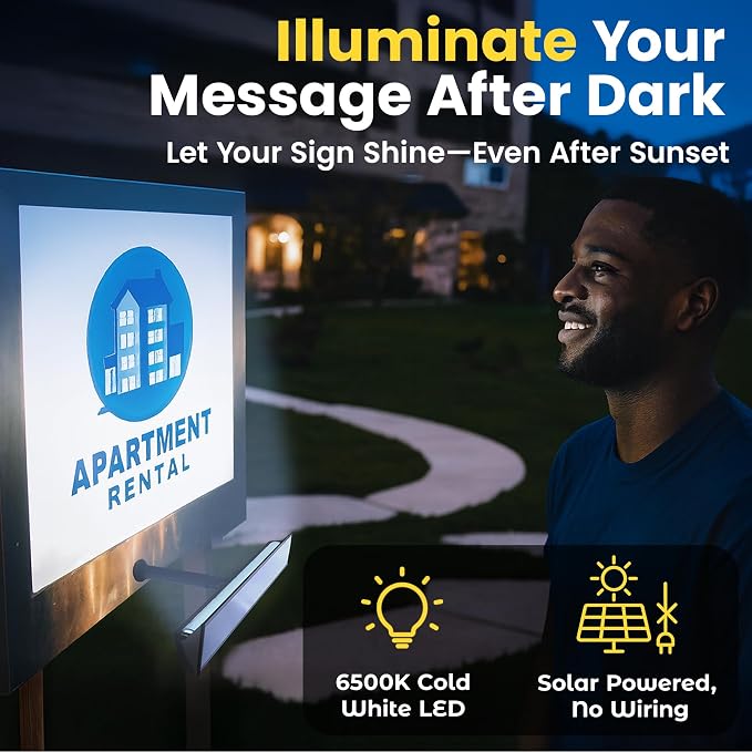 Brighticonic Solar Sign Lights Outdoor Black – LED Solar Sign Light - Image 4