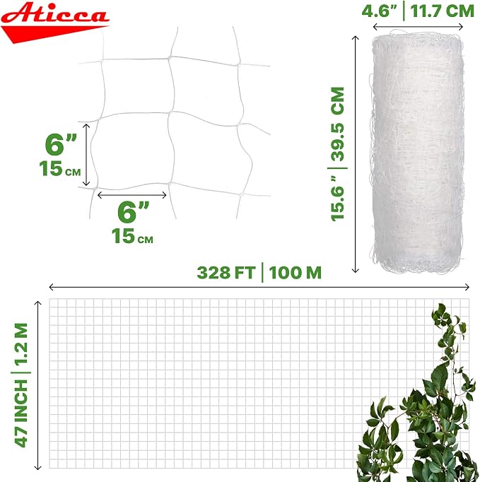 Plastic Trellis Netting 47" x 328 ft Heavy Duty Plant Support Netting White - Image 2