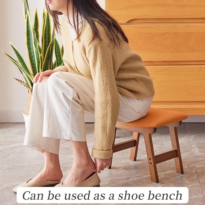 Foot Stool, Bamboo Small Sofa Foot Rest Under Desk, Extra Seating - Image 6