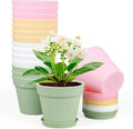 6 inch Plastic Nursery Pots, 16 Pack Plant Pots by Meowell