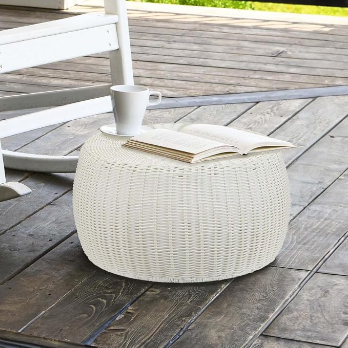 Resin Wicker Storage Stool or Side Table - Image 3