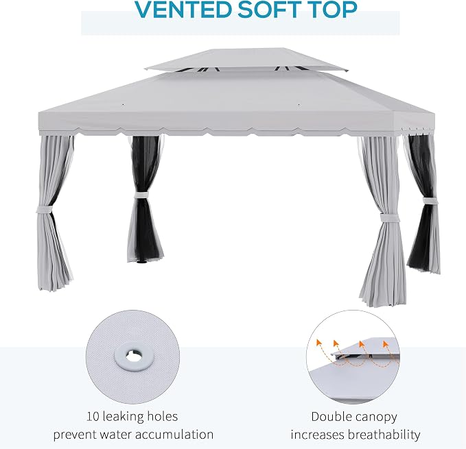 Outsunny 10' x 13' Patio Gazebo, Outdoor Gazebo Canopy Shelter - Image 5