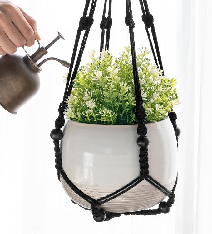 Mkono 3 Pack Macrame Plant Hangers Indoor Different Size Hanging Planter Basket - Image 5