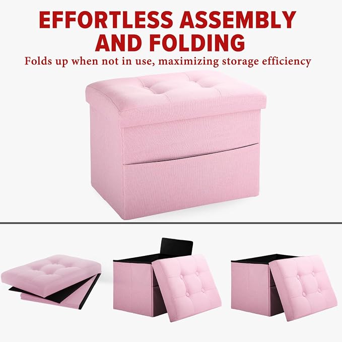 LINMAGCO Storage Ottoman Folding Foot Stool Foot Rest - Image 4