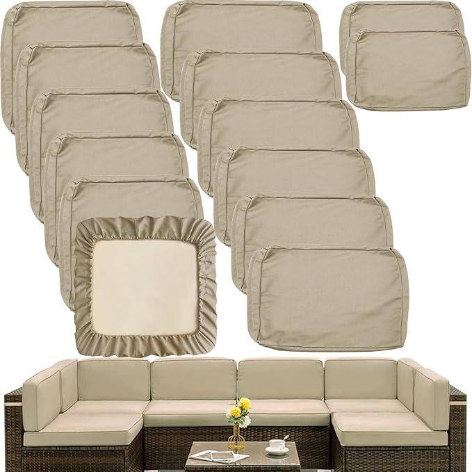 Sqodok Outdoor Cushion Covers 14Pcs Patio Cushion Slipcovers, Replacement by Sqodok