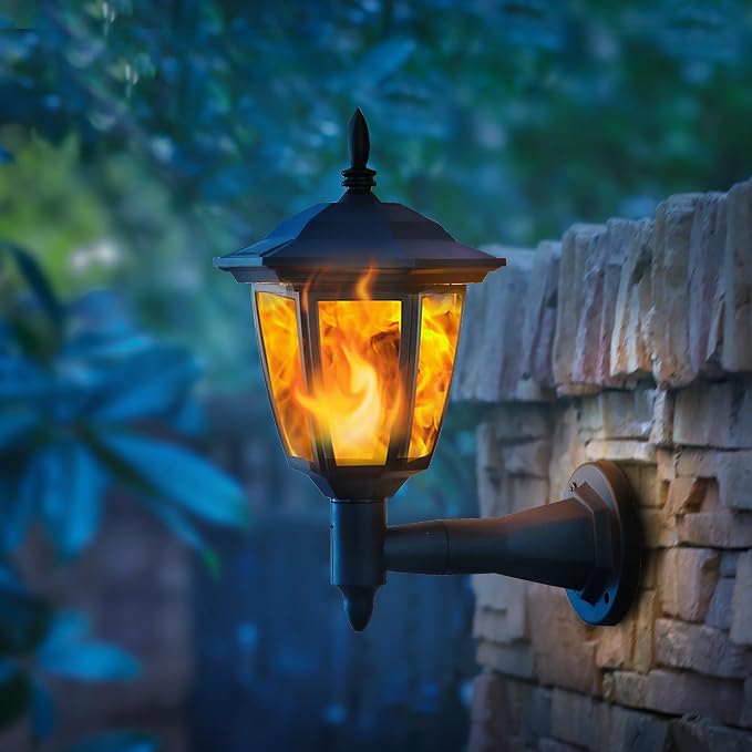 Dynaming 4 Pack Solar Flame Wall Lanterns Outdoor, Solar Powered Wall Mounted - Image 5