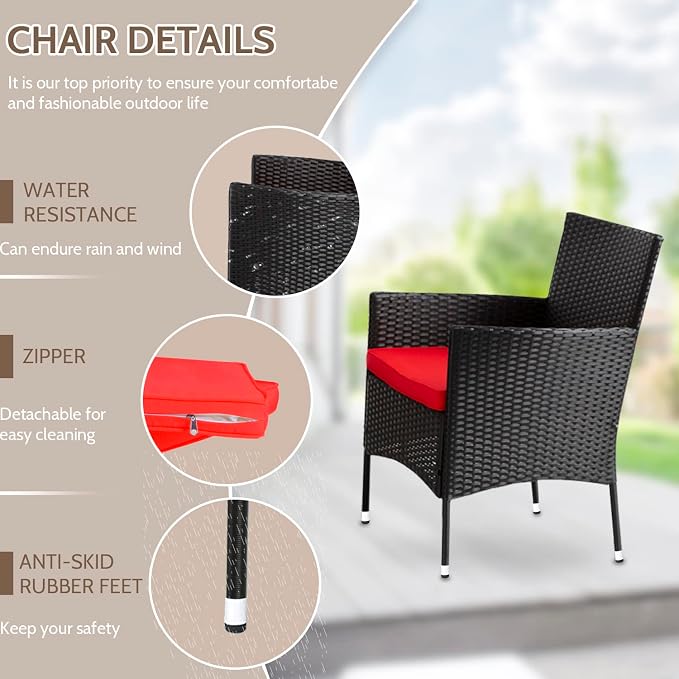 FDW Rattan Furniture Wicker Chair Patio Bristo Set - Image 5