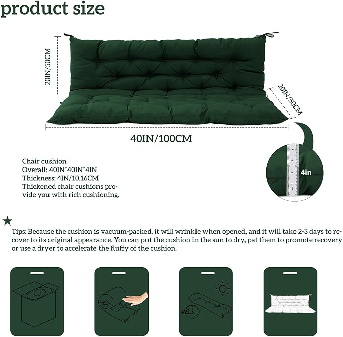 Outside Benches Cushion with Backrest, Thicken Waterproof Swing Cushions 2/3 - Image 5