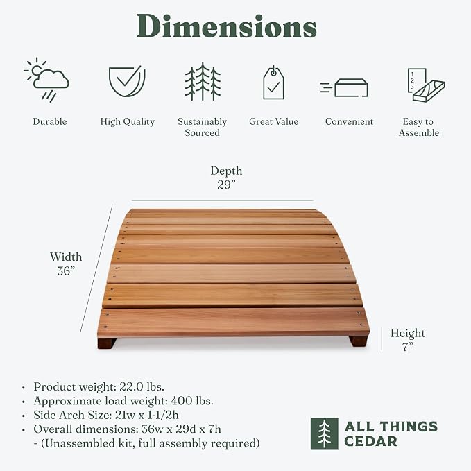 All Things Cedar Wooden Bridge, Outdoor Garden Walkway - Image 3
