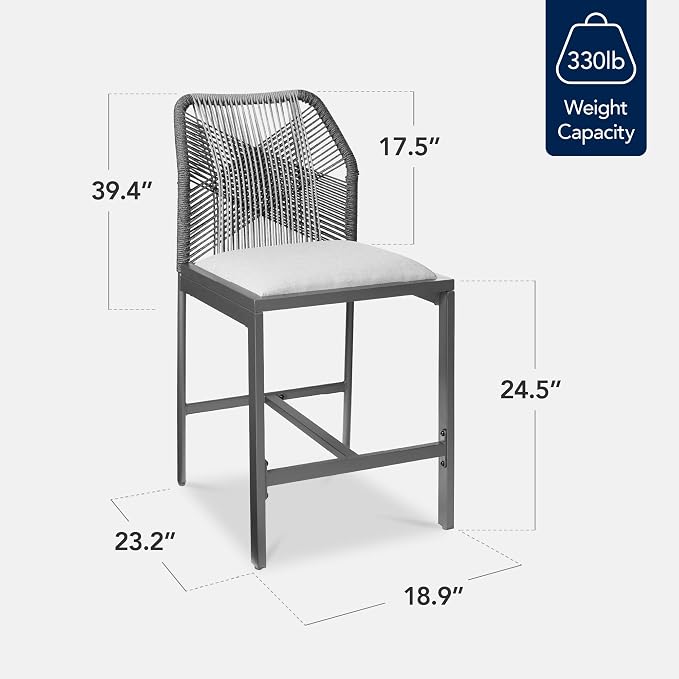 Best Choice Products Indoor Outdoor Counter Height Bar Stools Set of 2 - Image 2