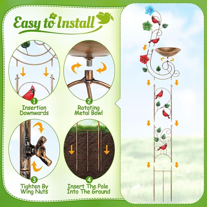 Bird Baths with Trellis for Climbing Plants Outdoor, Small Garden Plant Trellis - Image 4