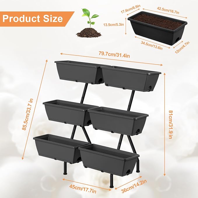 Raised Garden Beds with 6 Garden Planter Boxes Indoor Outdoor Vertical Raised - Image 2