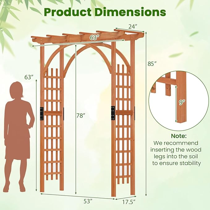 Giantex 85inch Wooden Garden Arch Wedding Arch - Image 6