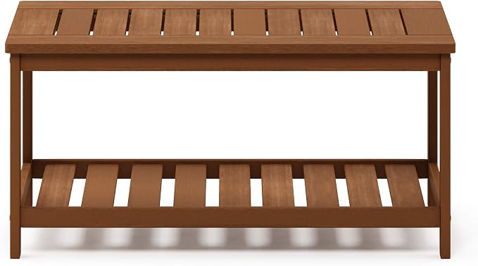 Furinno FG18508 Tioman Hardwood Patio Furniture 2-Tier Coffee Table in Teak Oil - Image 6
