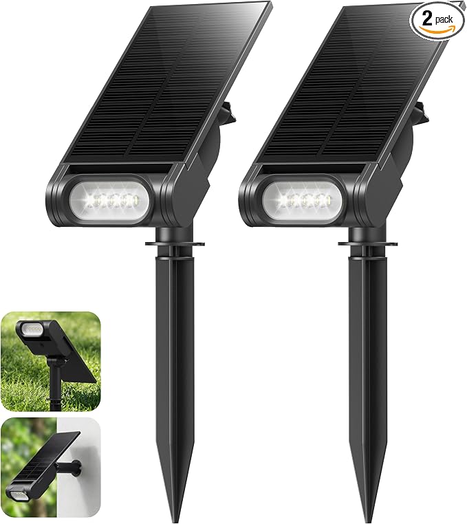 EZVALO Solar Spot Lights Outdoor IP67 Waterproof, Adjustable Solar Landscape by EZVALO