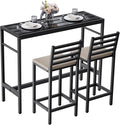 3 Piece Outdoor Patio Bar Set, 2 Cushioned 41" Bar Stools Modern Metal Outdoor by Gaonala