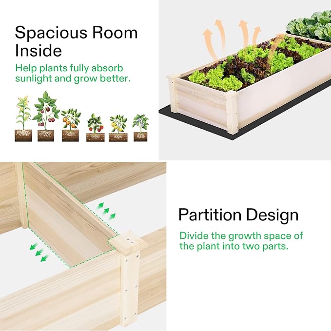 VIVOSUN Wooden Raised Garden Bed, Outdoor Wood Planter Box - Image 3