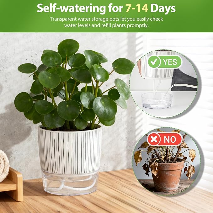 3 Pack Self Watering Pots Set, 4 Inch Self Watering Pots - Image 3