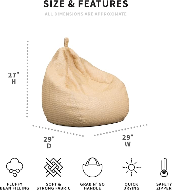 Big Joe Tuffet Weatherproof Bean Bag Chair, Natural Basket Weave, Breathable - Image 3