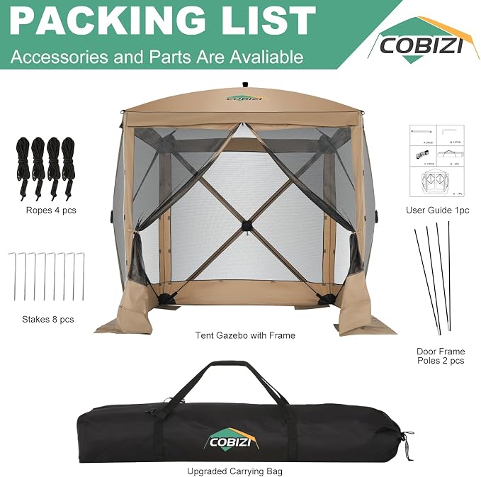 COBIZI 6x6 FT Pop up Gazebo Tent, Waterproof Instant Screen - Image 3