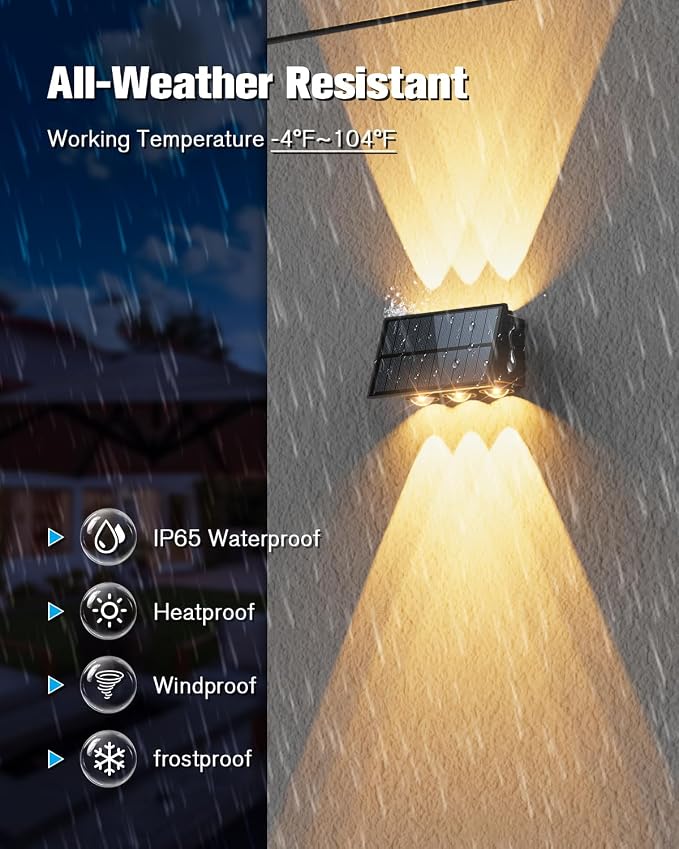 VOLISUN Solar Fence Lights 12 Pack, Color Glow LED Up and Down Wall Lamp - Image 5