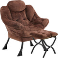 Lazy Chair with Folding Ottoman, Leisure Sofa Chair, Soft Fabric Armchair with by Congermom