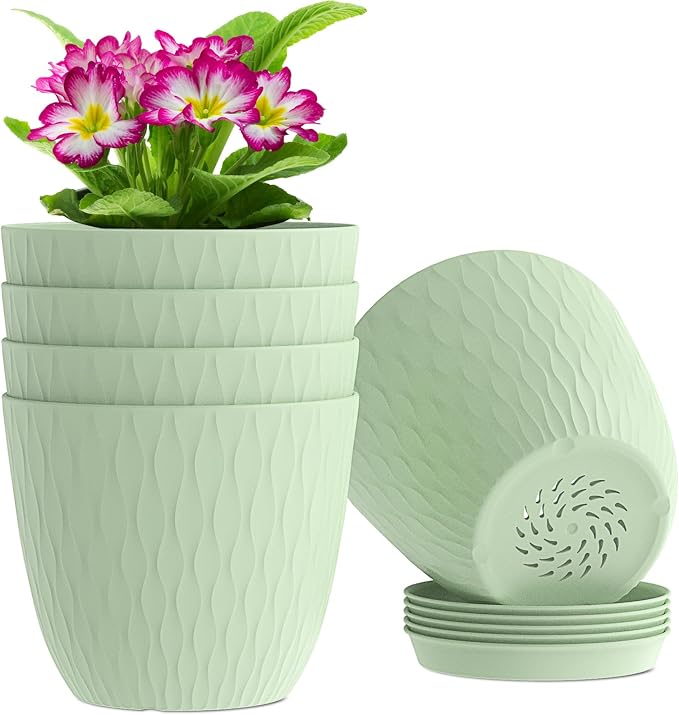6 inch Plant Pots, 5 Pack Flower Pots by WSMKSZ
