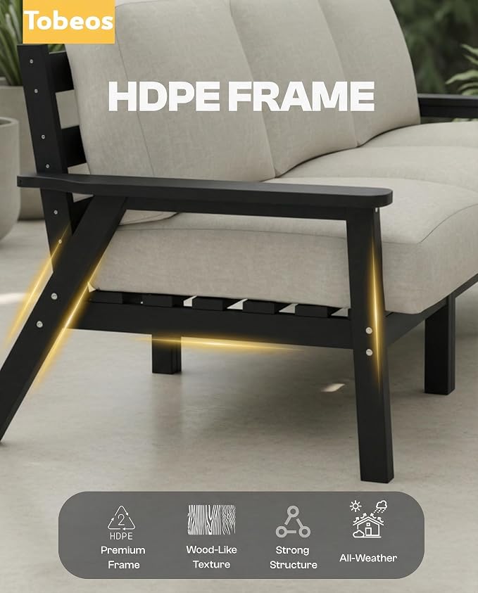 HDPE 5 Piece Patio Furniture Set, Outdoor Couch - Image 4