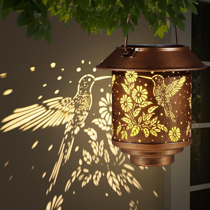 Hummingbird Solar Lantern Outdoor Hanging Sunflower Lights Gifts by Unknown